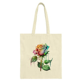 Rainbow Rose Tote Bag, Colorful Floral Art, Unique Flower Design, Aesthetic Bag, Eco Friendly Tote, Gift Idea, Shopping Bag, Everyday Bag - Tawshia